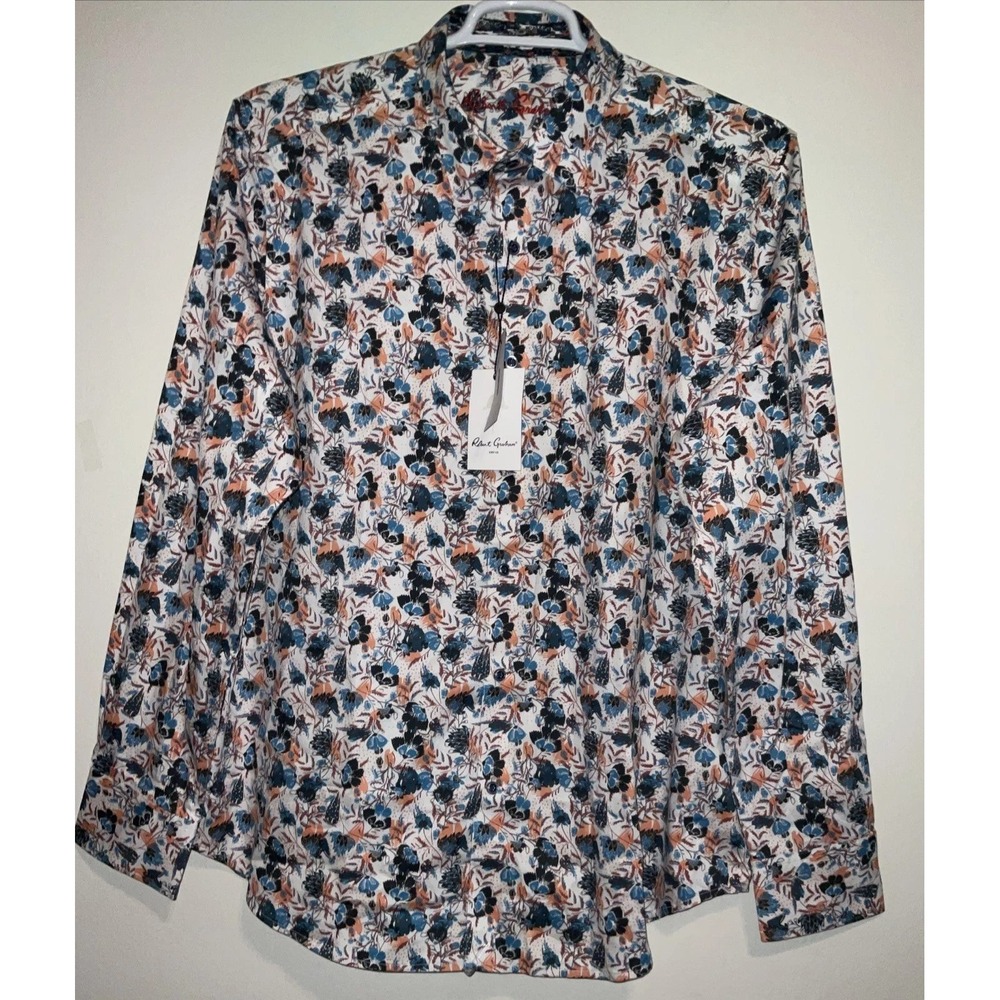Robert Graham Abingdon Mens 2XL Floral Stretch Button Down Shirt Long Sleeve New